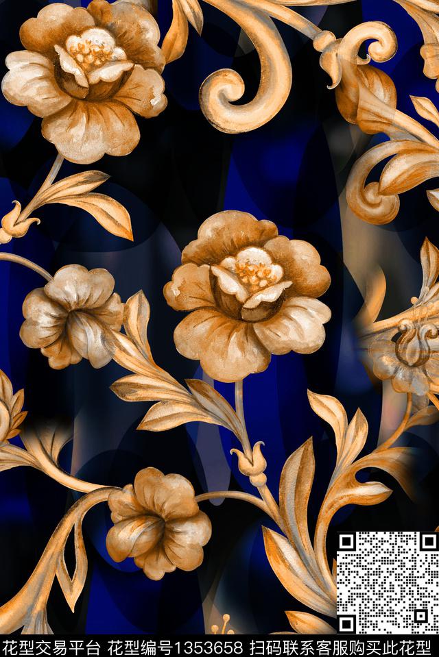 几何大牌风真丝数码印花华亿平台下载（图片编号: 1353658） - 瓦栏（Walan）