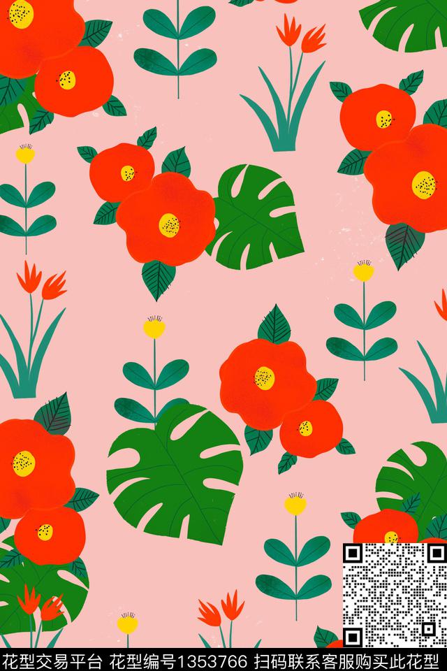 童装花卉春夏华亿平台传统印花华亿平台下载（图片编号: 1353766） - 瓦栏（Walan）