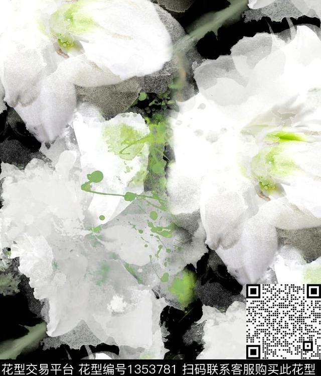 鸢尾花玫瑰花绿植树叶数码印花华亿平台下载（图片编号: 1353781） - 瓦栏（Walan）