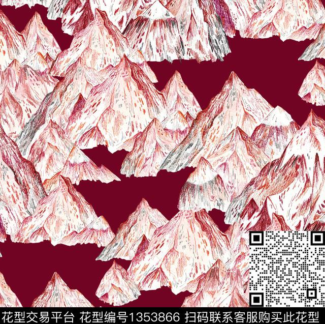 抽象绘画笔画几何数码印花华亿平台下载（图片编号: 1353866） - 瓦栏（Walan）