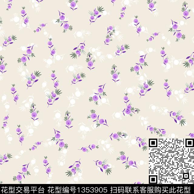 彩底花卉大牌风小清新数码印花华亿平台下载（图片编号: 1353905） - 瓦栏（Walan）