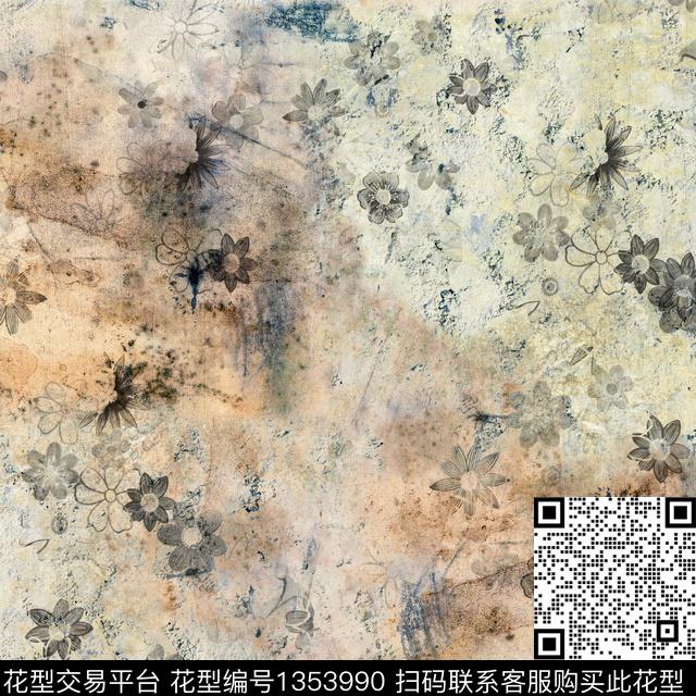 肌理抽象数码印花华亿平台下载（图片编号: 1353990） - 瓦栏（Walan）