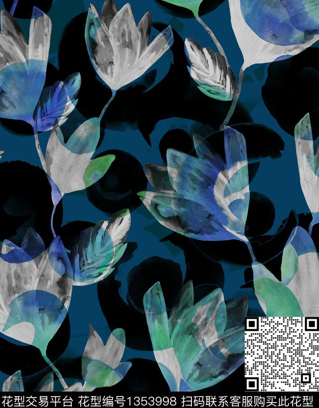 趋势华亿平台玉兰花秋冬华亿平台数码印花华亿平台下载（图片编号: 1353998） - 瓦栏（Walan）