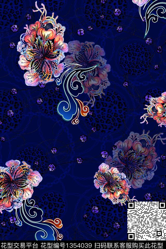 花卉香云纱旗袍数码印花华亿平台下载（图片编号: 1354039） - 瓦栏（Walan）