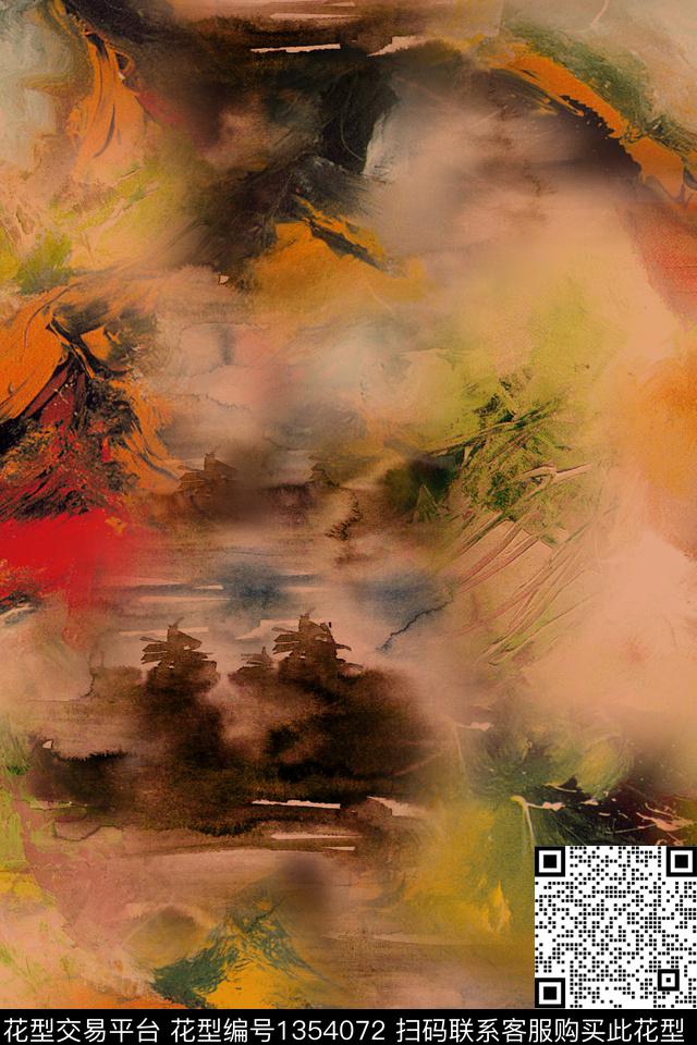 肌理香云纱抽象数码印花华亿平台下载（图片编号: 1354072） - 瓦栏（Walan）