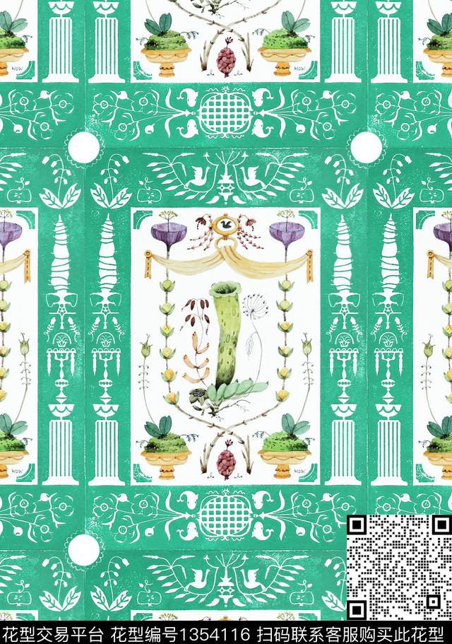 鸟小雏菊大牌风数码印花华亿平台下载（图片编号: 1354116） - 瓦栏（Walan）