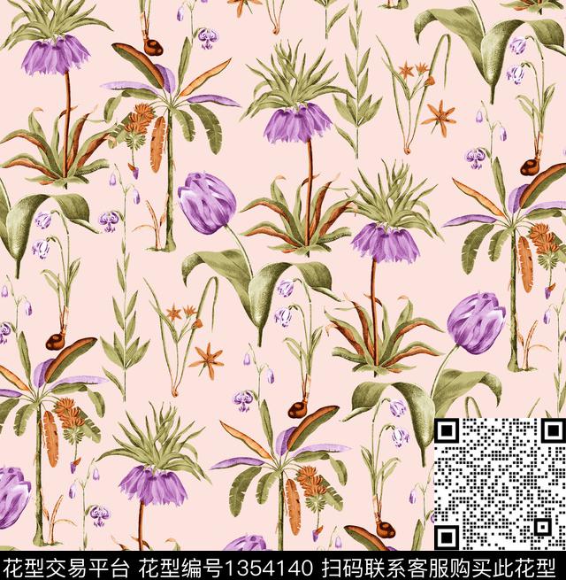 鸟小雏菊大牌风数码印花华亿平台下载（图片编号: 1354140） - 瓦栏（Walan）