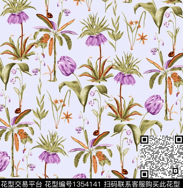 郁金香小碎花数码印花华亿平台下载（图片编号: 1354141） - 瓦栏（Walan）