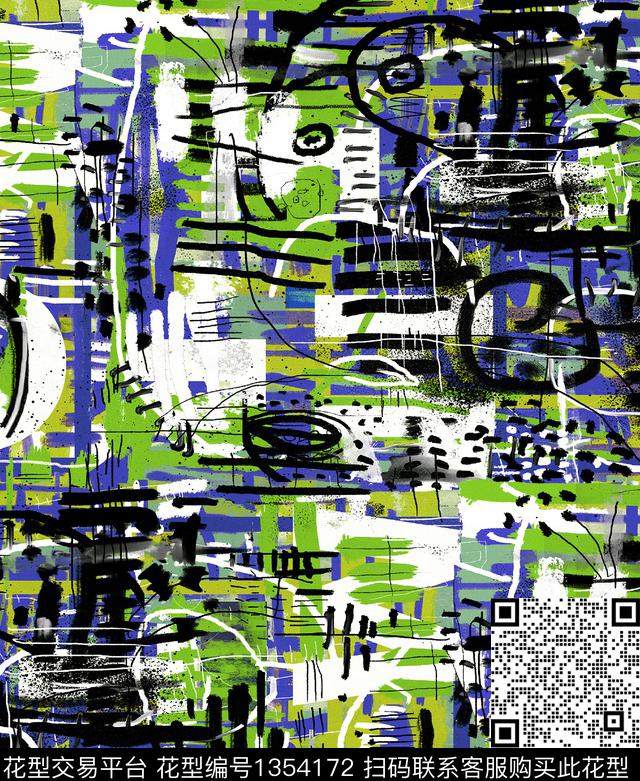 几何豹纹抽象绘画数码印花华亿平台下载（图片编号: 1354172） - 瓦栏（Walan）