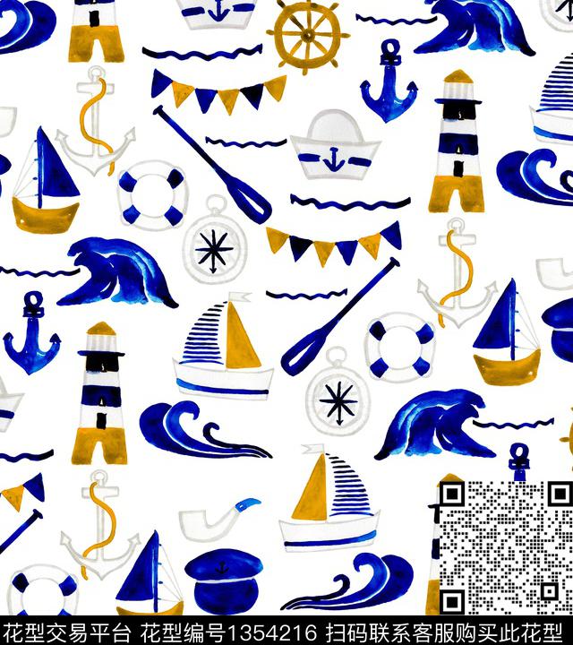 大牌风船锚航海风数码印花华亿平台下载（图片编号: 1354216） - 瓦栏（Walan）