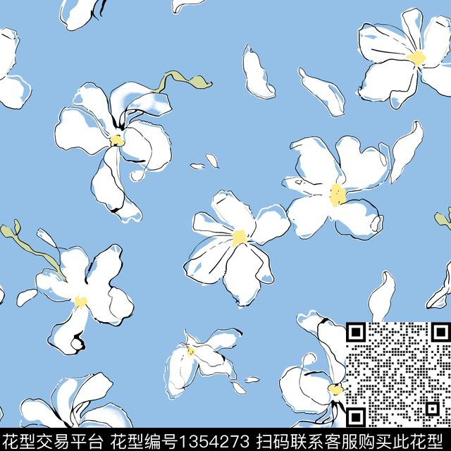 彩底花卉小清新趣味传统印花华亿平台下载（图片编号: 1354273） - 瓦栏（Walan）