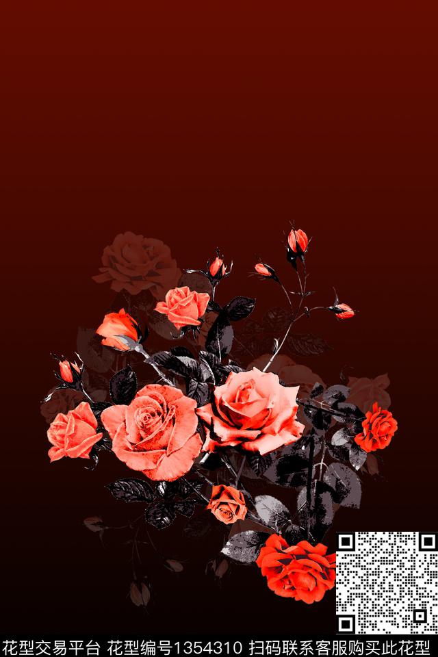 女装定位花民族风花卉数码印花华亿平台下载（图片编号: 1354310） - 瓦栏（Walan）