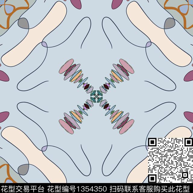 文艺插画大牌风传统印花华亿平台下载（图片编号: 1354350） - 瓦栏（Walan）
