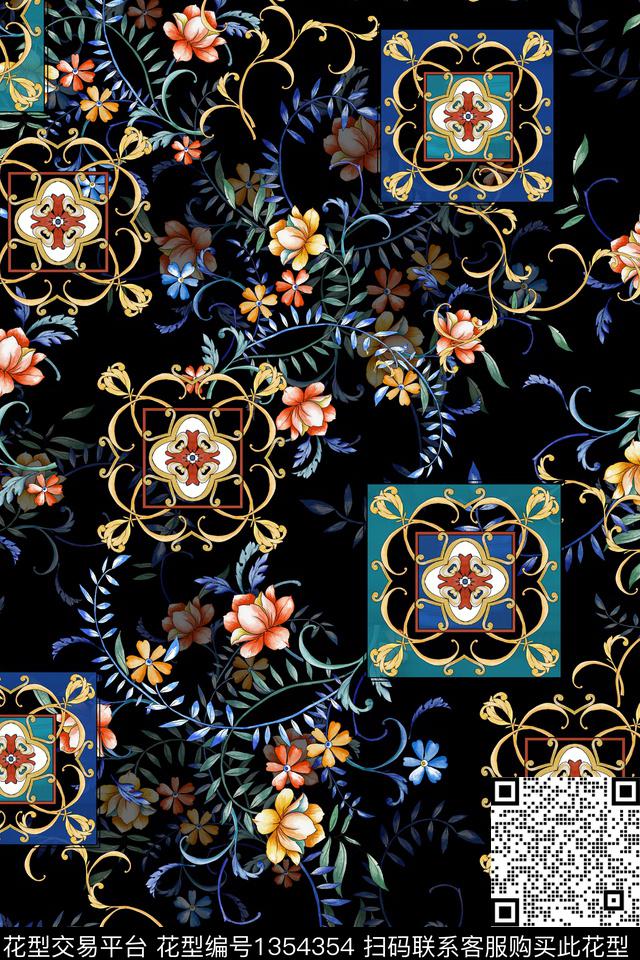 时尚民族风花卉数码印花华亿平台下载（图片编号: 1354354） - 瓦栏（Walan）