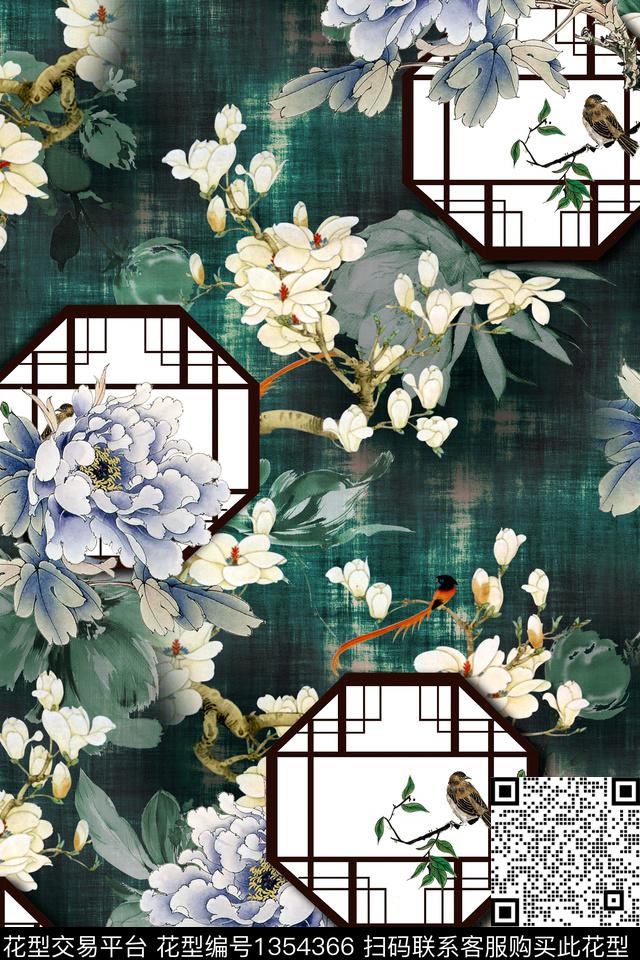 花卉手绘真丝数码印花华亿平台下载（图片编号: 1354366） - 瓦栏（Walan）