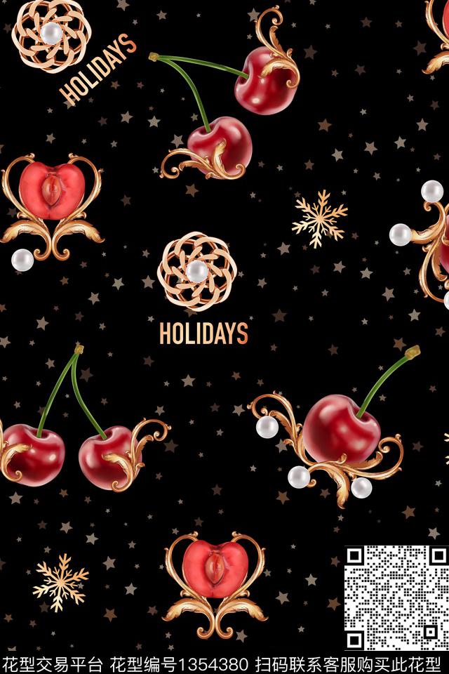 樱桃抽象欧美数码印花华亿平台下载（图片编号: 1354380） - 瓦栏（Walan）