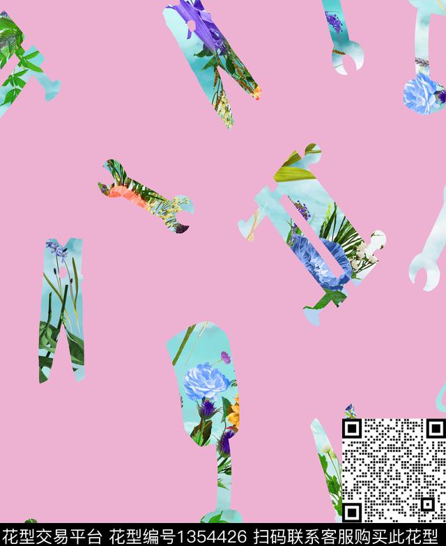 女装定位花抽象花卉连衣裙数码印花华亿平台下载（图片编号: 1354426） - 瓦栏（Walan）