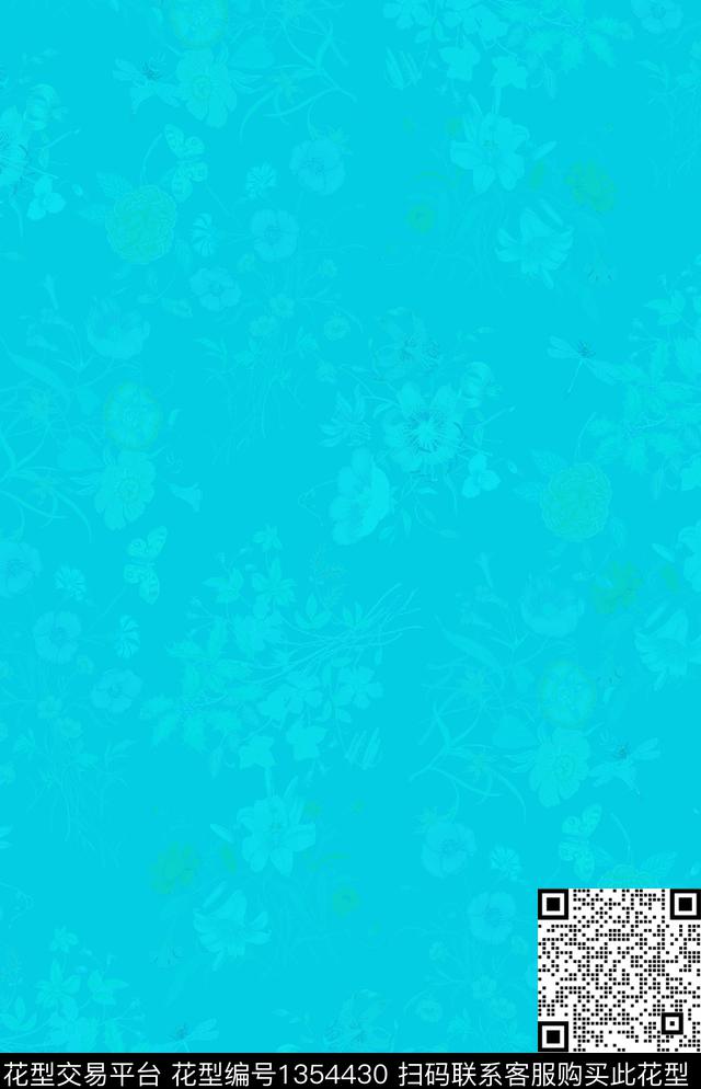 女装定位花抽象花卉连衣裙数码印花华亿平台下载（图片编号: 1354430） - 瓦栏（Walan）