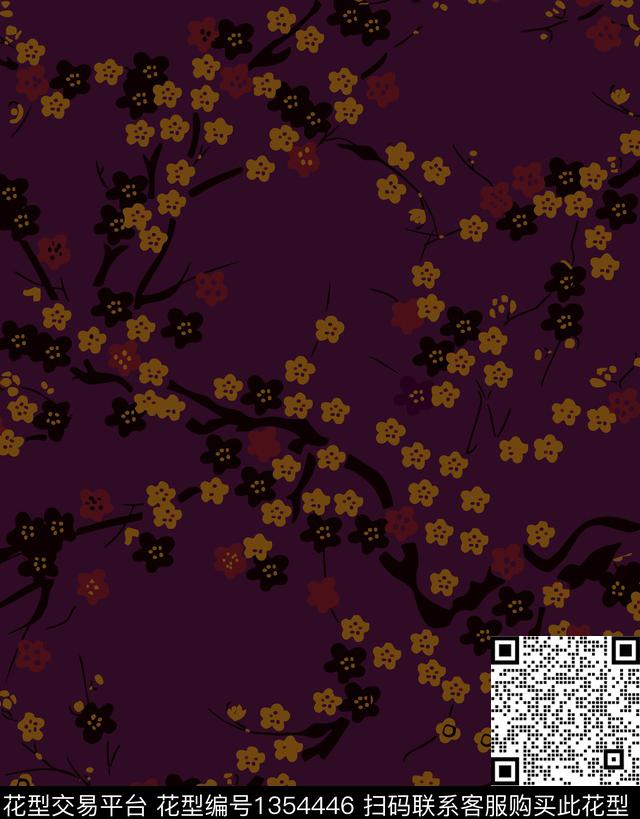 几何花卉抽象花卉花卉传统印花华亿平台下载（图片编号: 1354446） - 瓦栏（Walan）