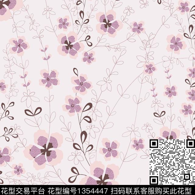 几何花卉抽象花卉花卉传统印花华亿平台下载（图片编号: 1354447） - 瓦栏（Walan）