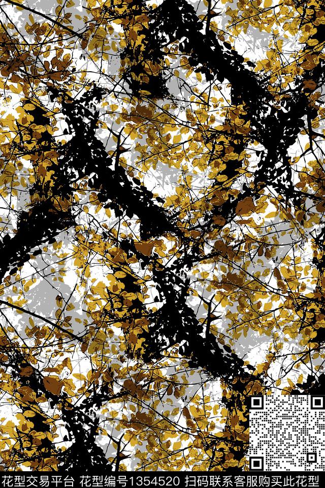 树枝复古大牌风传统印花华亿平台下载（图片编号: 1354520） - 瓦栏（Walan）