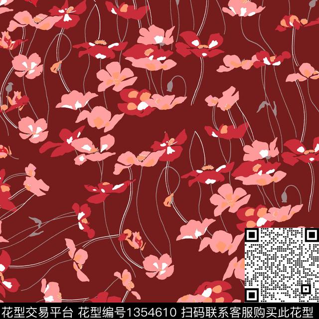 彩底花卉小清新趣味传统印花华亿平台下载（图片编号: 1354610） - 瓦栏（Walan）