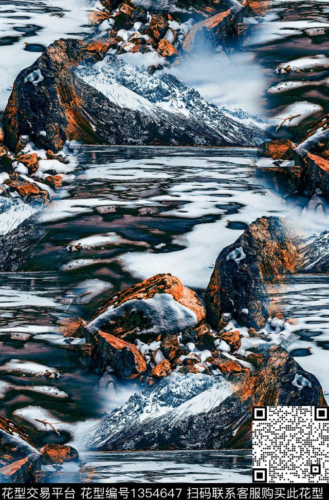 潮牌大牌风抽象数码印花华亿平台下载（图片编号: 1354647） - 瓦栏（Walan）