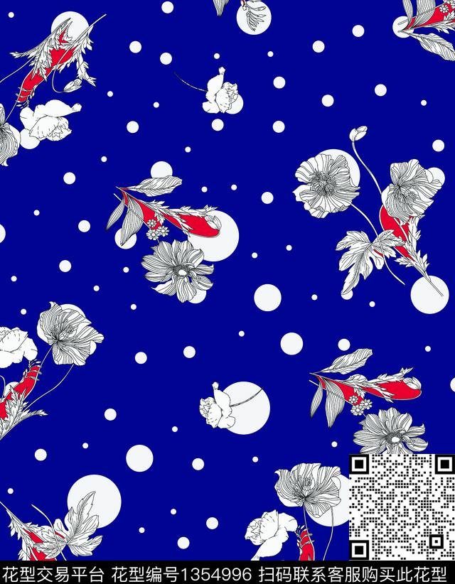 线条花卉波点旗袍传统印花华亿平台下载（图片编号: 1354996） - 瓦栏（Walan）
