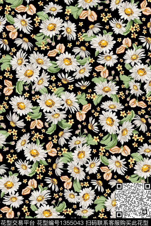 满版散花小雏菊小碎花传统印花华亿平台下载（图片编号: 1355043） - 瓦栏（Walan）
