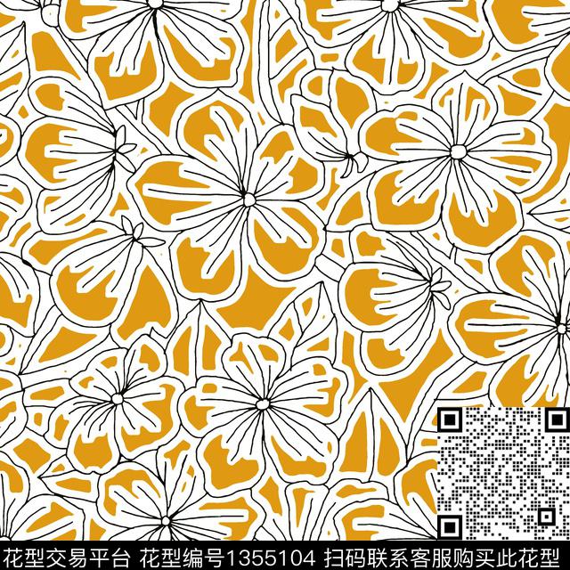 几何花卉抽象花卉花卉传统印花华亿平台下载（图片编号: 1355104） - 瓦栏（Walan）