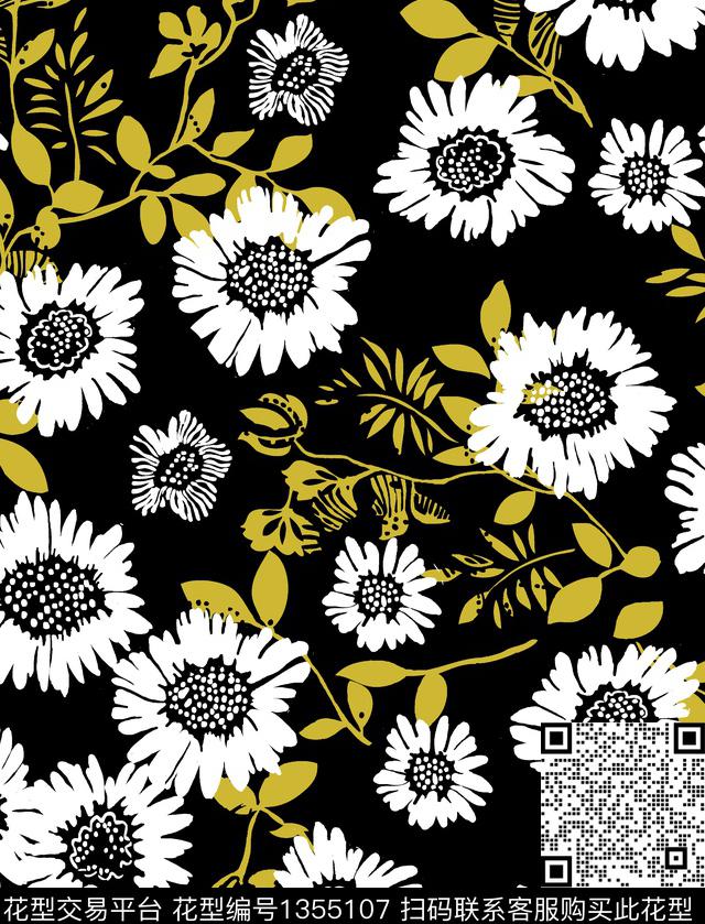 几何花卉抽象花卉花卉传统印花华亿平台下载（图片编号: 1355107） - 瓦栏（Walan）