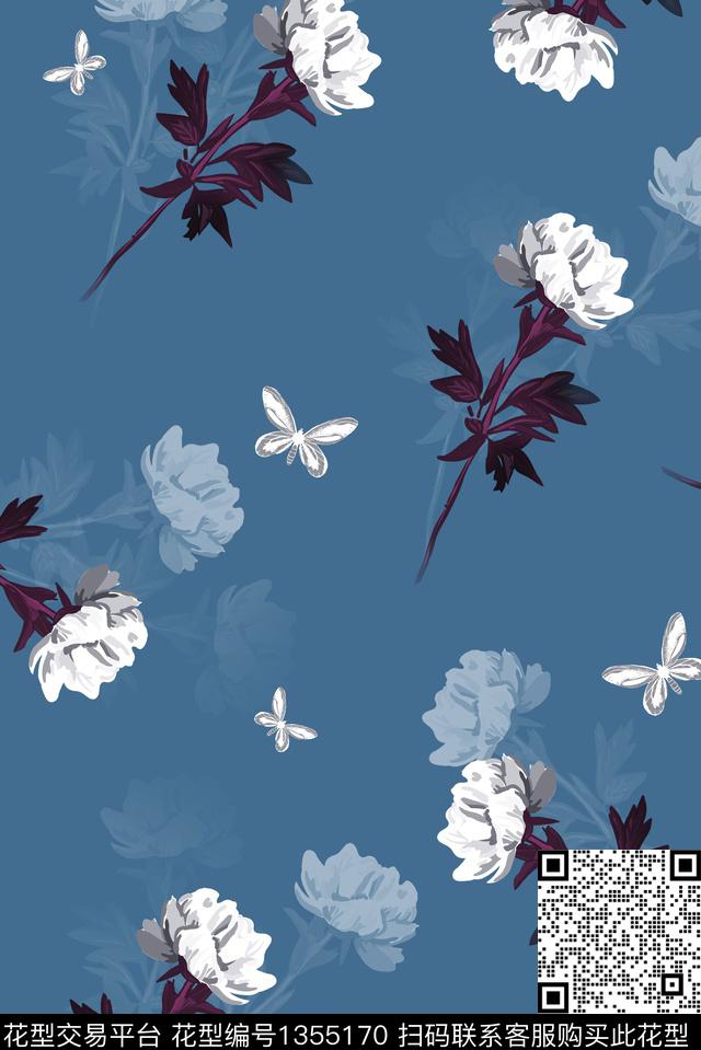 时尚鲜花插画传统印花华亿平台下载（图片编号: 1355170） - 瓦栏（Walan）