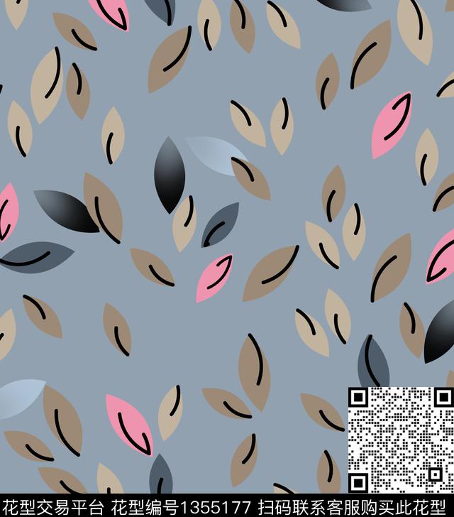 绿植树叶休闲小碎花传统印花华亿平台下载（图片编号: 1355177） - 瓦栏（Walan）