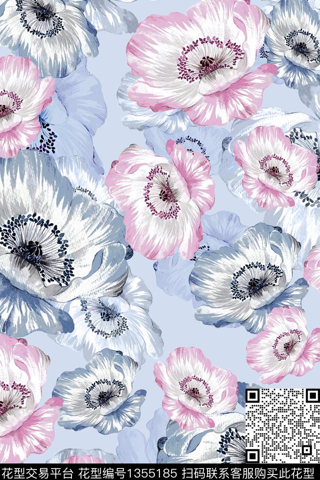 肌理花卉大牌风数码印花华亿平台下载（图片编号: 1355185） - 瓦栏（Walan）