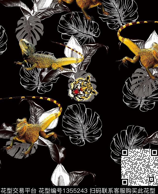 几何男装满版花老虎数码印花华亿平台下载（图片编号: 1355243） - 瓦栏（Walan）