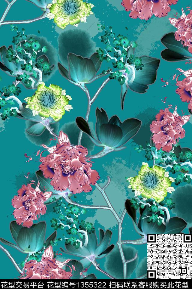 连衣裙女装香云纱数码印花华亿平台下载（图片编号: 1355322） - 瓦栏（Walan）