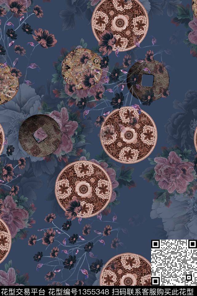 连衣裙女装中国风数码印花华亿平台下载（图片编号: 1355348） - 瓦栏（Walan）