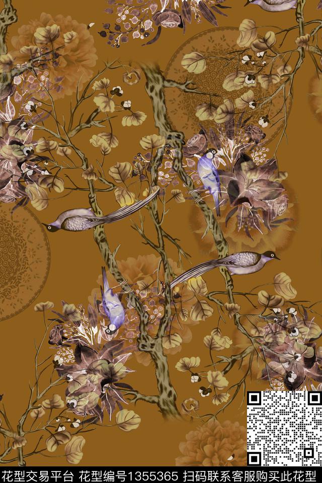 连衣裙女装中国风数码印花华亿平台下载（图片编号: 1355365） - 瓦栏（Walan）