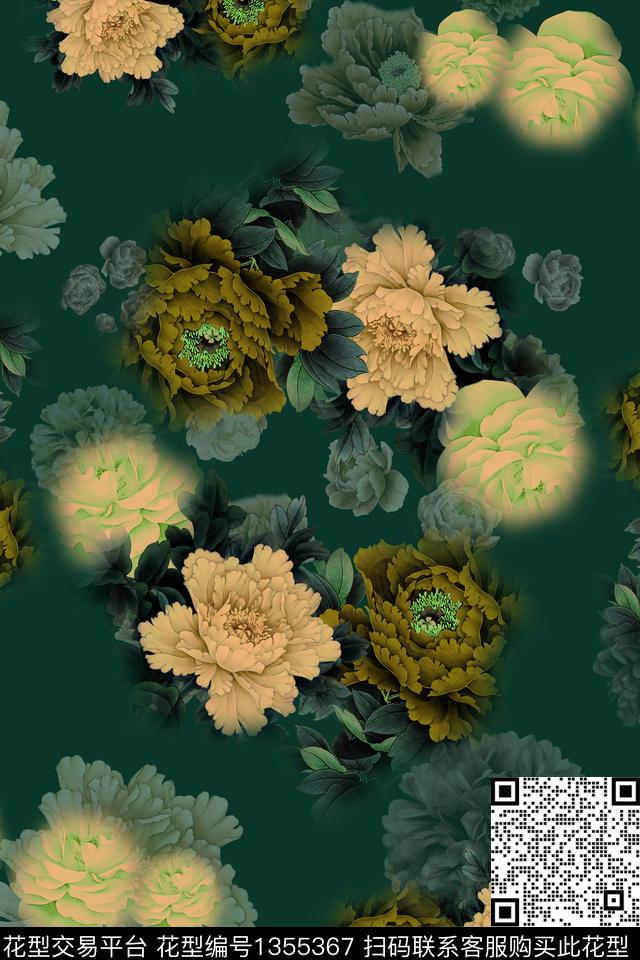 连衣裙女装中国风数码印花华亿平台下载（图片编号: 1355367） - 瓦栏（Walan）