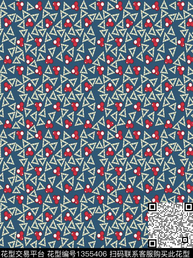 几何肌理定位花传统印花华亿平台下载（图片编号: 1355406） - 瓦栏（Walan）