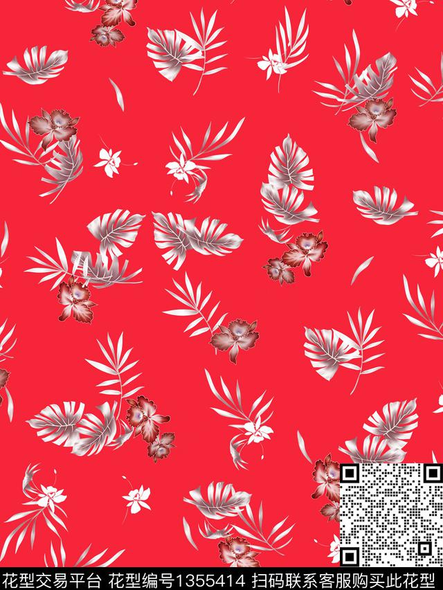 趋势华亿平台花卉大牌风数码印花华亿平台下载（图片编号: 1355414） - 瓦栏（Walan）