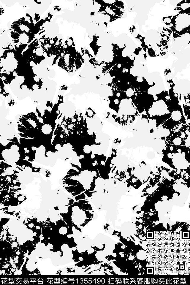 泼墨迷彩抽象男装传统印花华亿平台下载（图片编号: 1355490） - 瓦栏（Walan）