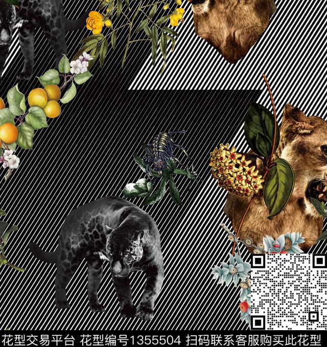 几何男装满版花老虎数码印花华亿平台下载（图片编号: 1355504） - 瓦栏（Walan）