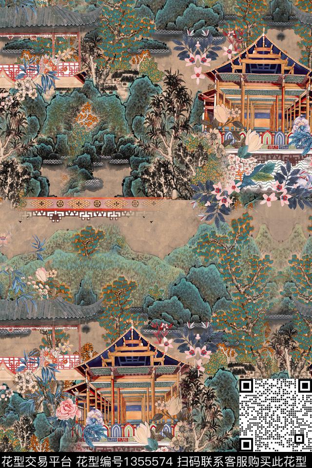 香云纱国画中国风数码印花华亿平台下载（图片编号: 1355574） - 瓦栏（Walan）