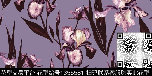 抽象花卉花卉兰花数码印花华亿平台下载（图片编号: 1355581） - 瓦栏（Walan）