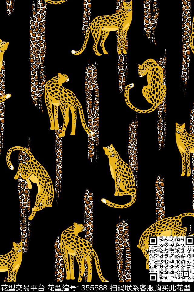 豹纹动物大牌风数码印花华亿平台下载（图片编号: 1355588） - 瓦栏（Walan）