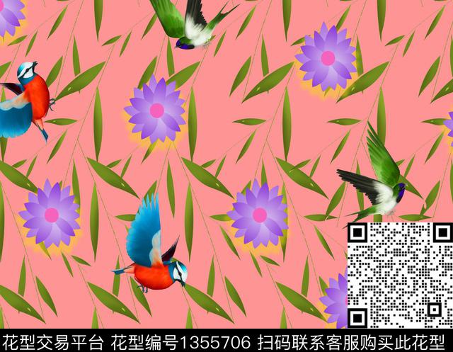 花卉春夏华亿平台大牌风数码印花华亿平台下载（图片编号: 1355706） - 瓦栏（Walan）