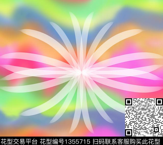 扎染华亿平台花卉大牌风数码印花华亿平台下载（图片编号: 1355715） - 瓦栏（Walan）