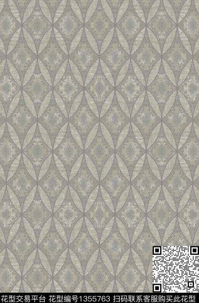 几何条格波西米亚数码印花华亿平台下载（图片编号: 1355763） - 瓦栏（Walan）