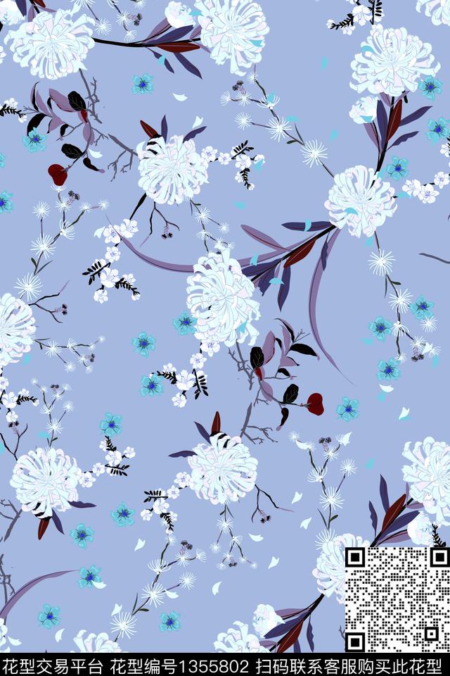 花卉花瓣春夏华亿平台数码印花华亿平台下载（图片编号: 1355802） - 瓦栏（Walan）